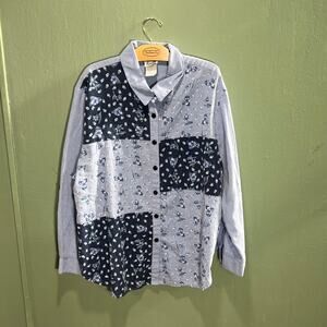Tap Co. Blue Floral Patchwork Button-Down Shirt | Women's 20